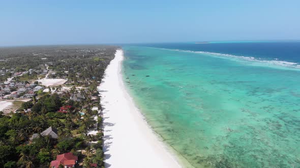Ocean Coastline Barrier Reef By Beach Hotels at Low Tide Zanzibar Aerial View alt