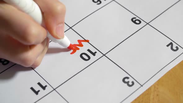 Woman Writing in Calendar with Marker alt
