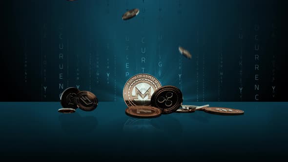 Set 1-1 Cryptocurrency Background with Coins 4K