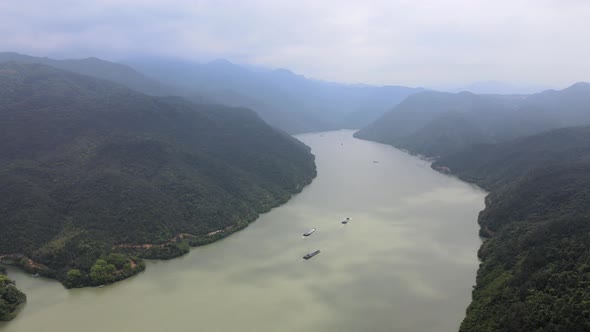 Aerial The Fuchun River, Asia alt