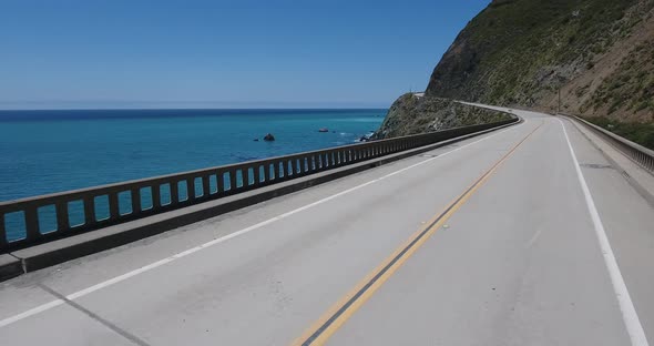 Flying along Pacific Coast Highway at Big Sur, California