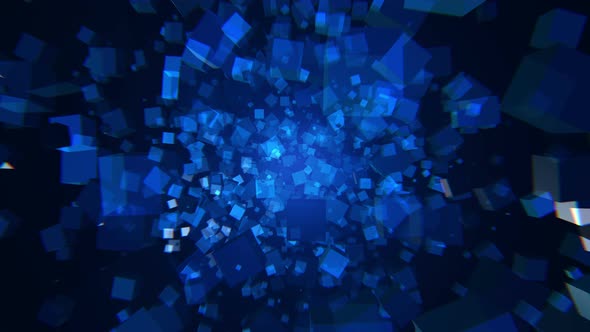 3D Blue Cubes Background 4K