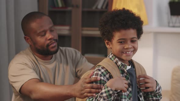 Caring Father Getting Son Ready For School, Stock Footage | VideoHive