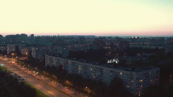 Aerial View Over The Evening City. Saint Petersburg, Russia alt