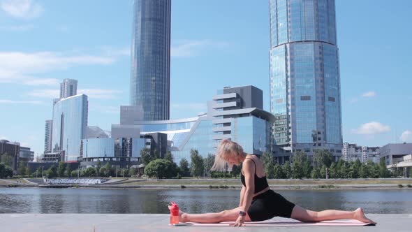 Woman working out in city