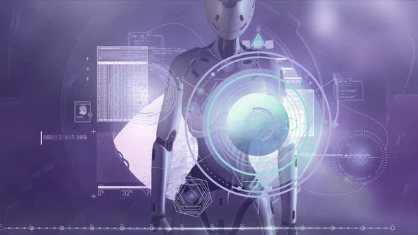 An Alien Robot Is Working With Data In The Orbit Of The Moon 4K alt