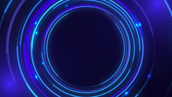 Abstract Blue Neon Circles Technology Background