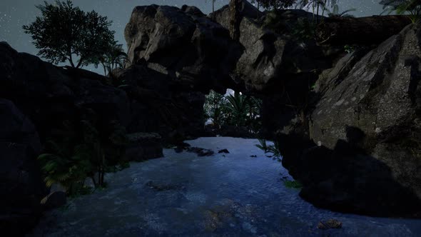 Milky Way Galaxy Over Sandstone Canyon Walls alt