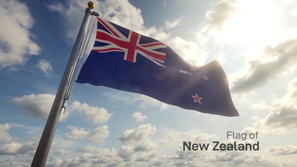 New Zealand Flag on a Flagpole alt