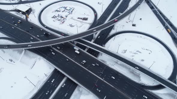 Freeway Intersection Snow-Covered in Winter alt