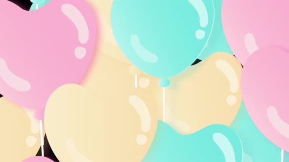 Colorful floating heart balloons in transparent background