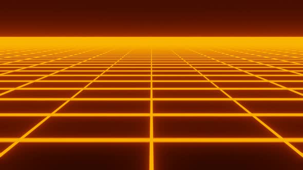 Dynamic Retro Background. Futuristic flight in space with a polygonal mesh on the generated floor alt