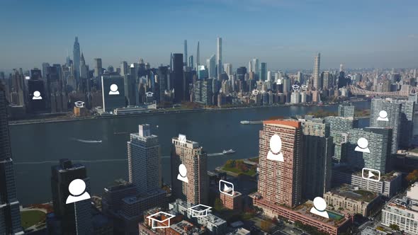 Aerial Descending Footage of Metropolis alt