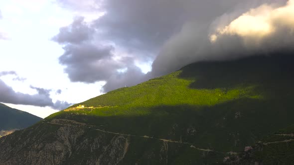 4K time lapse shot of Artvin Mountain peak. Time lapse clouds.