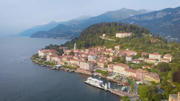 Aerial View. In the Frame Is the Famous Italian City of Bellagio alt