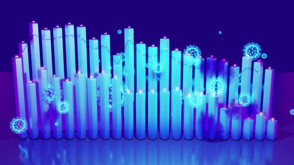Abstract Graph of Columns or Bars Around Which Coronaviruses Like Covid19 Fly alt