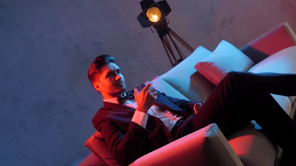 Brutal Bearded Attractive Young Cool Guy in the Neon Light alt