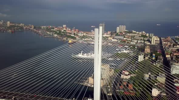 Summer View From a Drone of a City with Hills at Sunrise alt