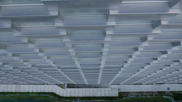 Tilted Down Drone Shot of One Side of Amager Bakke Power Plant, Denmark alt