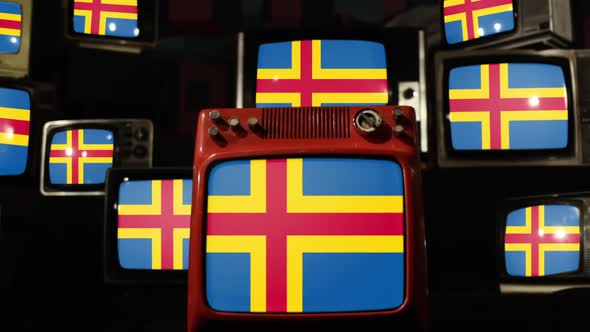 Flag of Åland and Retro TVs. alt