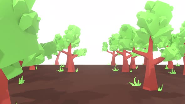 Cartoon Tree Landscape 01 4k