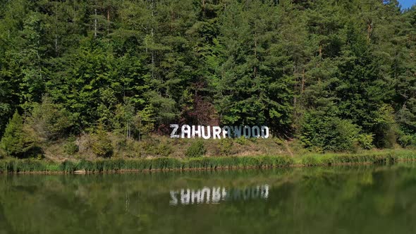 Aerial view of the Zahura recreation center in the town of Spisske Vlachy in Slovakia alt