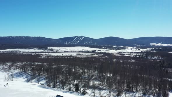 Snow-covered Canaan Valley In Winter - Tucker County, West Virginia - Aerial alt