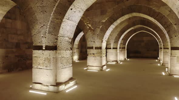 Interior of Historical Monumental Building With Stone Arches and Domes alt