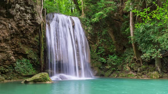 Waterfall level 3, Erawan National Park, Kanchanaburi, Thailand - Time-Lapse