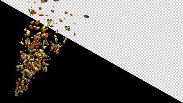 LGBTQ hearts particle confetti explosion
