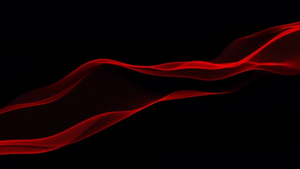 Red Color Digital Particle Line Wave Animation