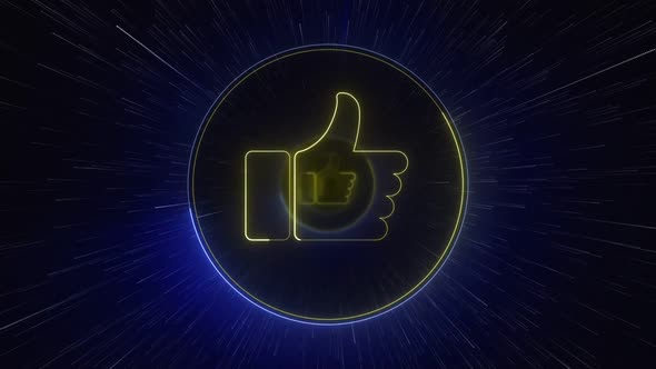 Social Media Reaction Neon Thumb Up , Loopable Package