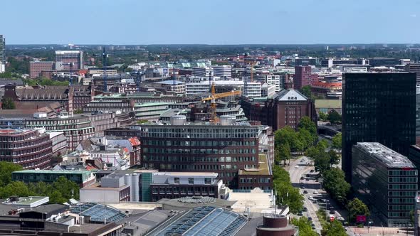 Aerial View City Buildings Hamburg