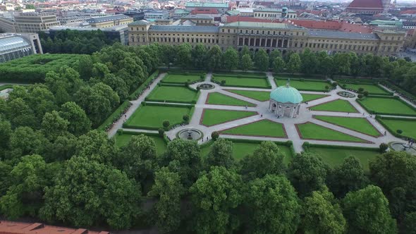 Aerial view of Hofgarten and buildings