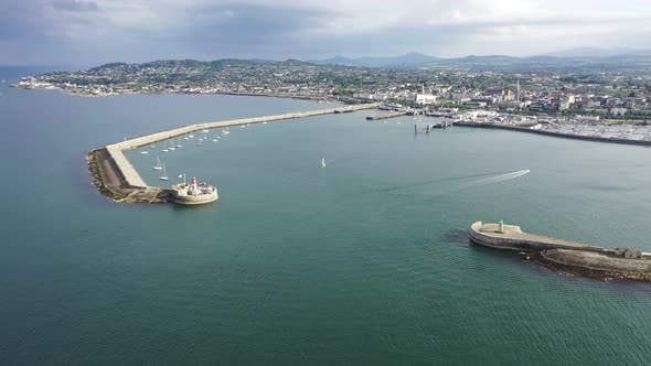 Aerial View of Sailing Boats, Ships and Yachts in Dun Laoghaire Marina Harbour, Ireland