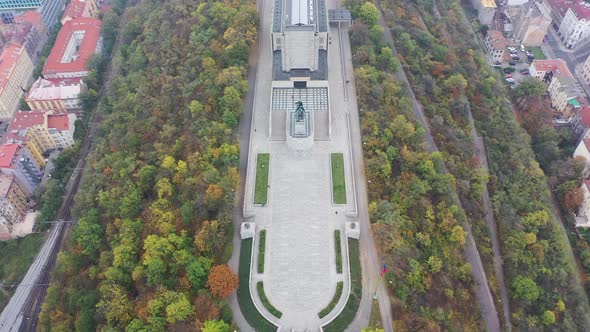 Aerial View of National Monument on Vitkov Hill - National War Memorial and History Museum, Prague