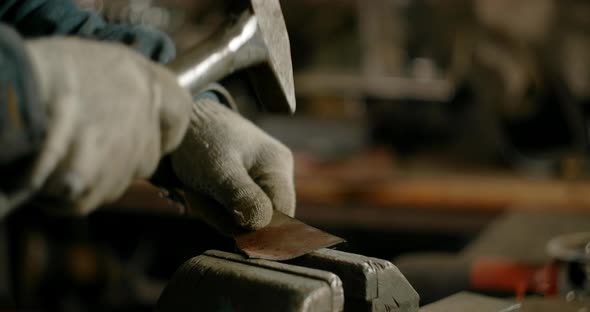Locksmith Hammers Sheet Metal and Shapes It Metalwork at Workshop  60p Prores HQ alt