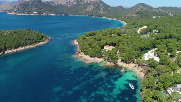 Flight Over Beautiful Seashore at Mallorca