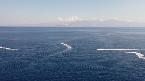 Aerial View of Boats in the Mediterranean Sea, Crete, Greece