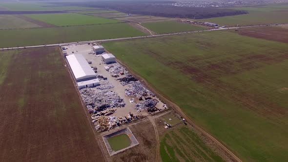 Aerial view of large recycling site