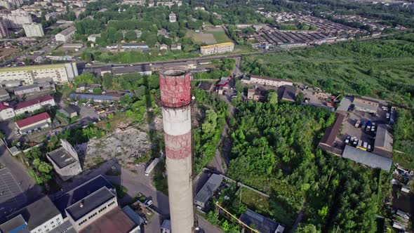 Aerial Top View of the Large Logistics Park with Factories alt