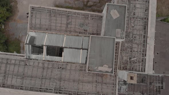 It Flies Over The Roof Of The Demolished And Abandoned Hotel In The Fall alt