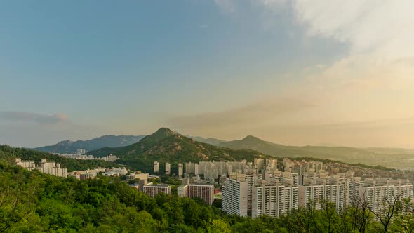 Time Lapse sunrise seoul City Skyline south korea