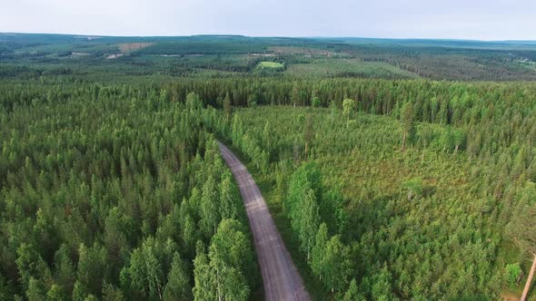 Aerial view of landscape in Northern Sweden