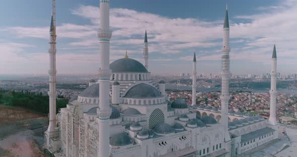Istanbul Camlica Mosque Construction And Bosphorus Aerial View 5 alt