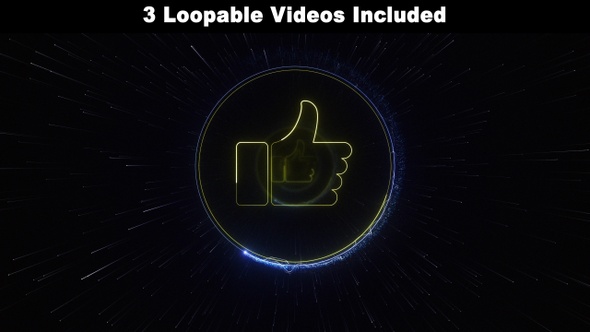 Thumb Up Social Media Neon Emoji, Package, Loopable