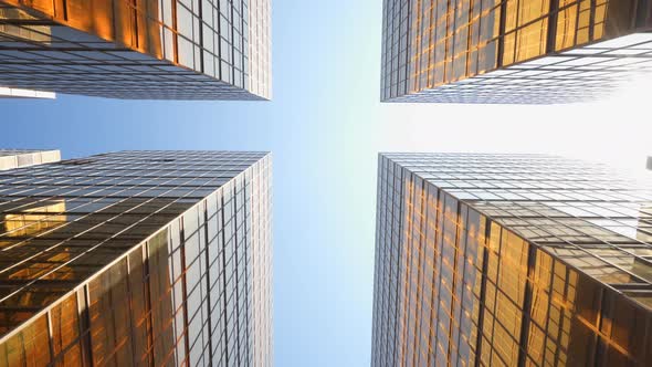 Looking up to High-rise Business Buildings Skyscrapers Futuristic Architecture  alt