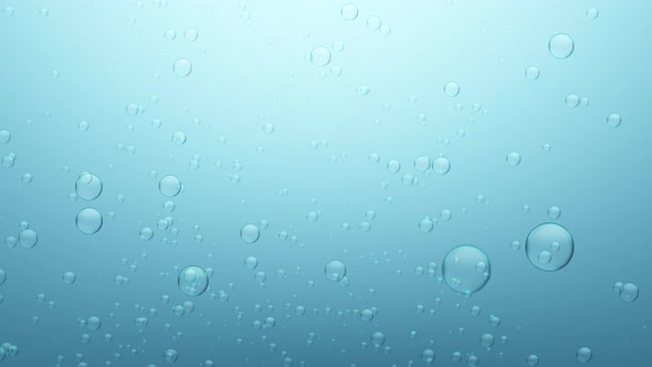 Air bubbles in the blue water.
