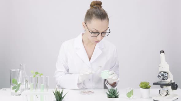 Female Biochemical Researcher Developing Herbal Ingredient New Natural Cosmetics