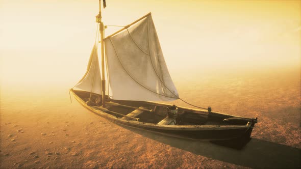 Fishing or Fisherman Boat Abandoned in Desert alt